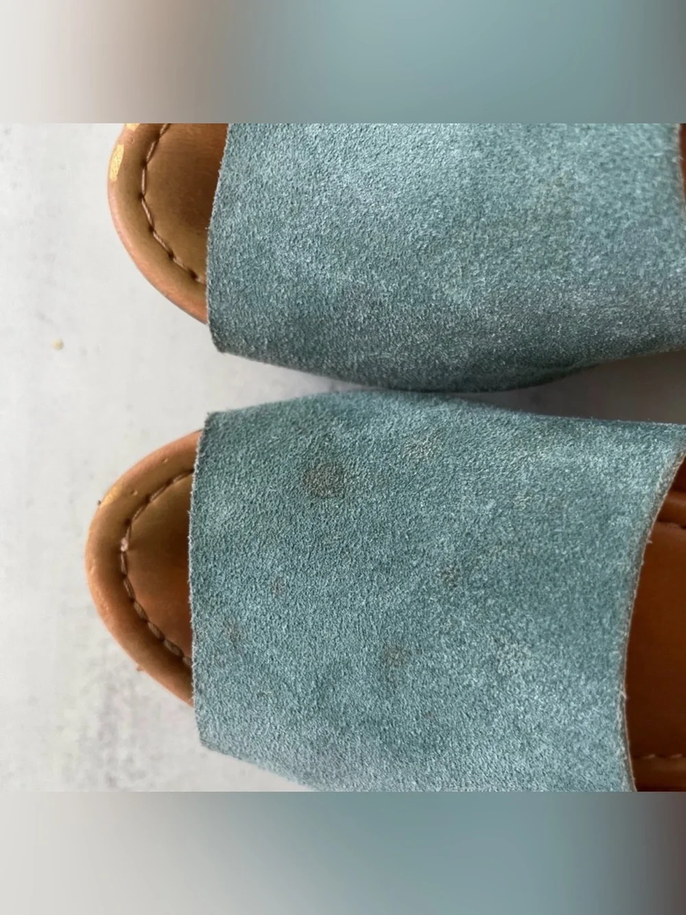 Seychelles Forward Seafoam Suede Wood Platform Wedge Sandals Size 6